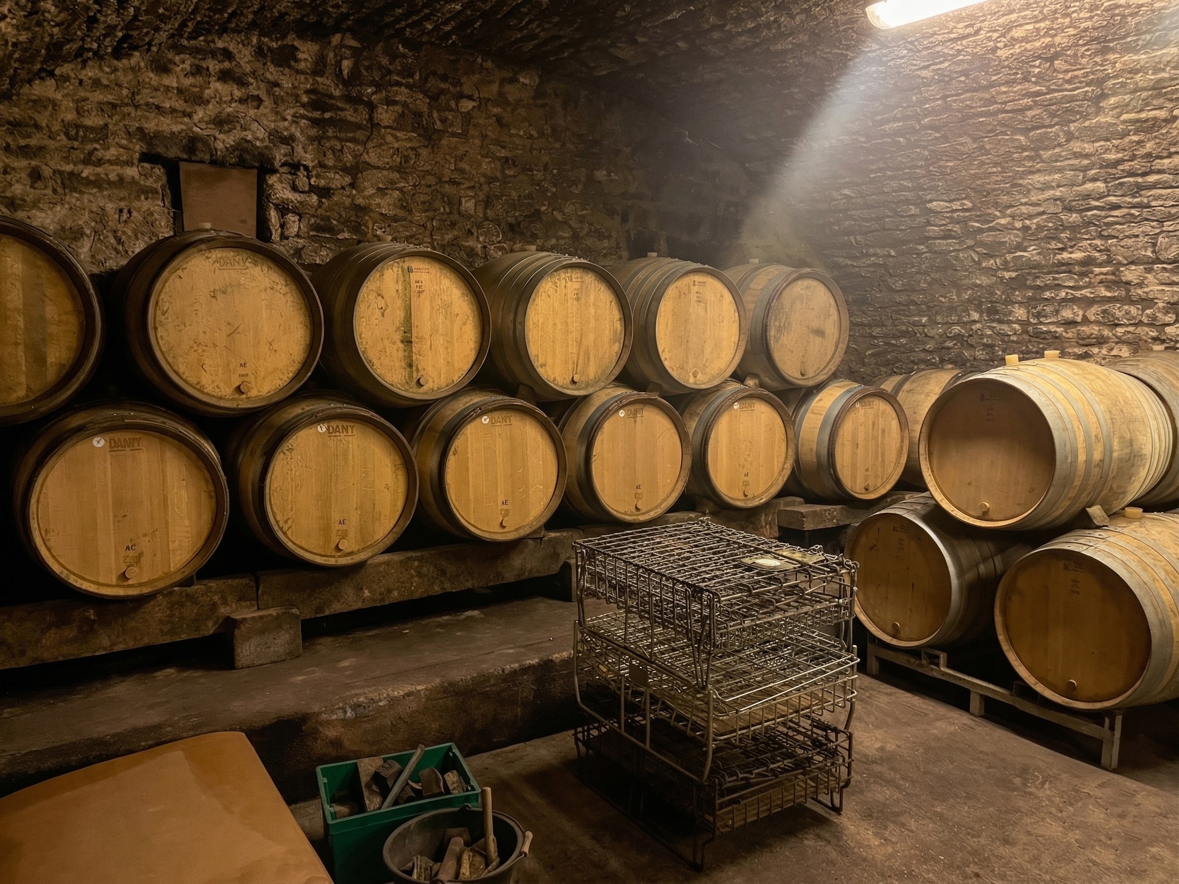 Photo de tonneaux dans une cave